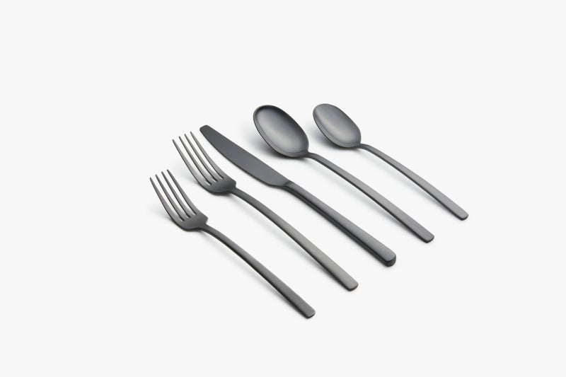 Cambridge Silversmiths Beacon Flatware Silverware Set, Black Satin, Service for 4, Includes Forks/Spoons/Knives, 20 Piece - Image 3